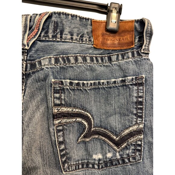 Big Star Pioneer Regular Bootcut Jeans 38R Mens Blue Denim 100% Cotton Distresse - Picture 8 of 9